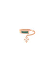 bukkuram diamonds gold ring in rose gold with emerald and geometric design, handcrafted Italian fine jewellery