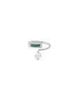 bukkuram diamonds gold ring in white gold with emerald and geometric design, handcrafted Italian fine jewellery