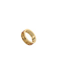 Gadir Gold Ring, gold ring with flat and perforated plates, handcrafted Italian fine jewellery