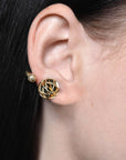 model wearing Jaipur Gold Sphere Piercing, elegant minimal gold jewellery