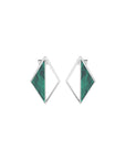 Rekhale gold rhombus earrings set with natural malachite, nacré or onyx, handcrafted Italian fine jewellery