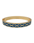 Gadir Enamel gold bracelet in 18kt, handcrafted Italian fine jewellery with flat and perforated plates, unisex design deep blue