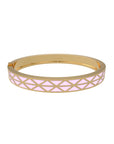 Gadir Enamel gold bracelet in 18kt, handcrafted Italian fine jewellery with flat and perforated plates, unisex design baby pink