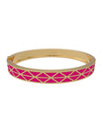 Gadir Enamel gold bracelet in 18kt, handcrafted Italian fine jewellery with flat and perforated plates, unisex design pink magenta