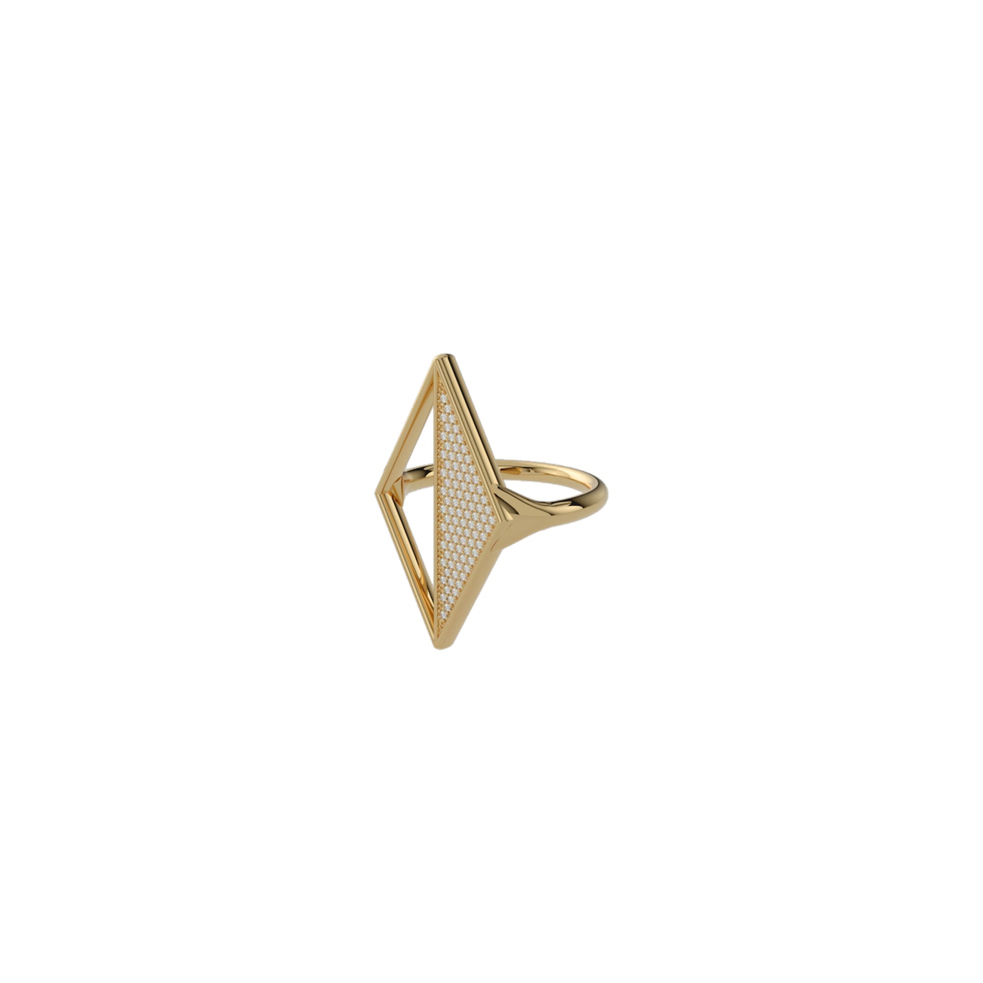 Rekhale gold diamond ring, architectural Italian luxury jewellery