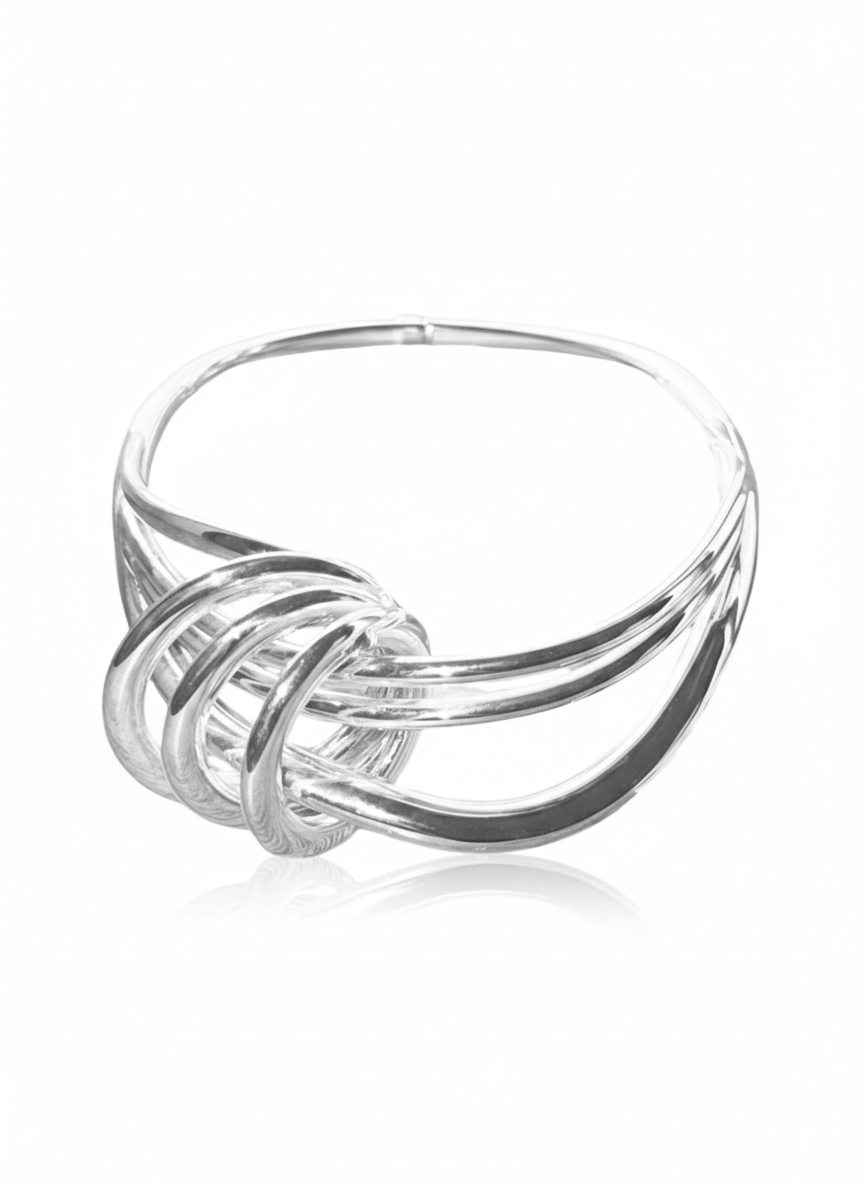 Aurora Necklace in Sterling Silver 925, sculptural knot design