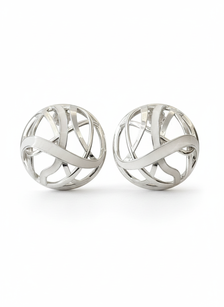 Architectural enamel earrings handcrafted by joung designer jewelry Lavinia Fuksas