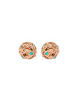 Jaipur Emeralds gold earrings in 18kt rose gold with sculptural spherical design and emerald accents, handcrafted Italian fine jewellery