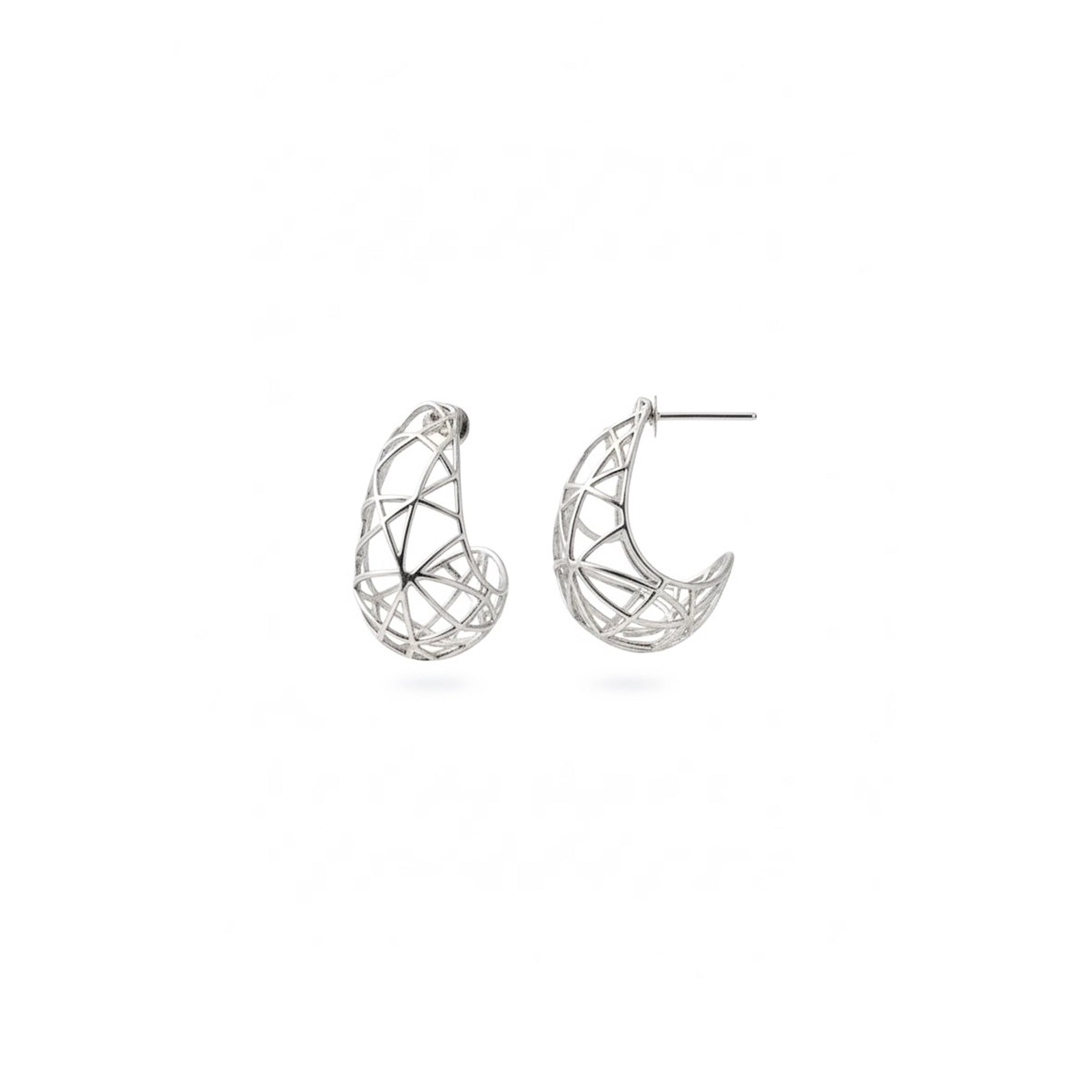 Sterling silver mesh earrings inspired by Galassia lines, Lumina collection