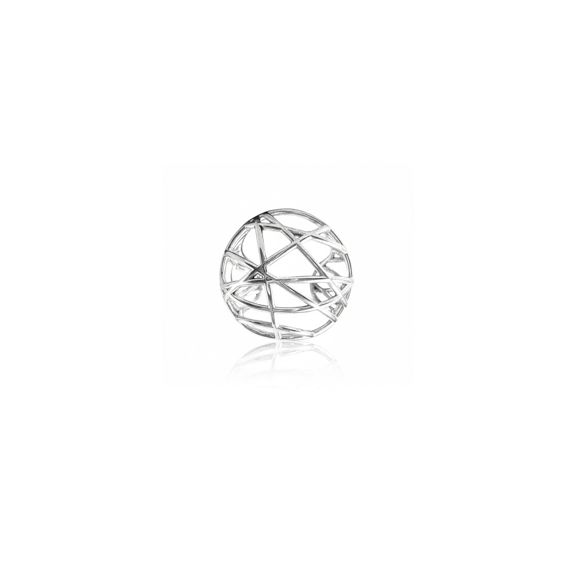 Lumina Sphere Ring in Sterling Silver 925, sculptural spherical mesh design