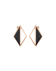Rekhale gold rhombus earrings set with natural malachite, nacré or onyx, handcrafted Italian fine jewellery