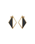 Rekhale gold rhombus earrings set with natural malachite, nacré or onyx, handcrafted Italian fine jewellery