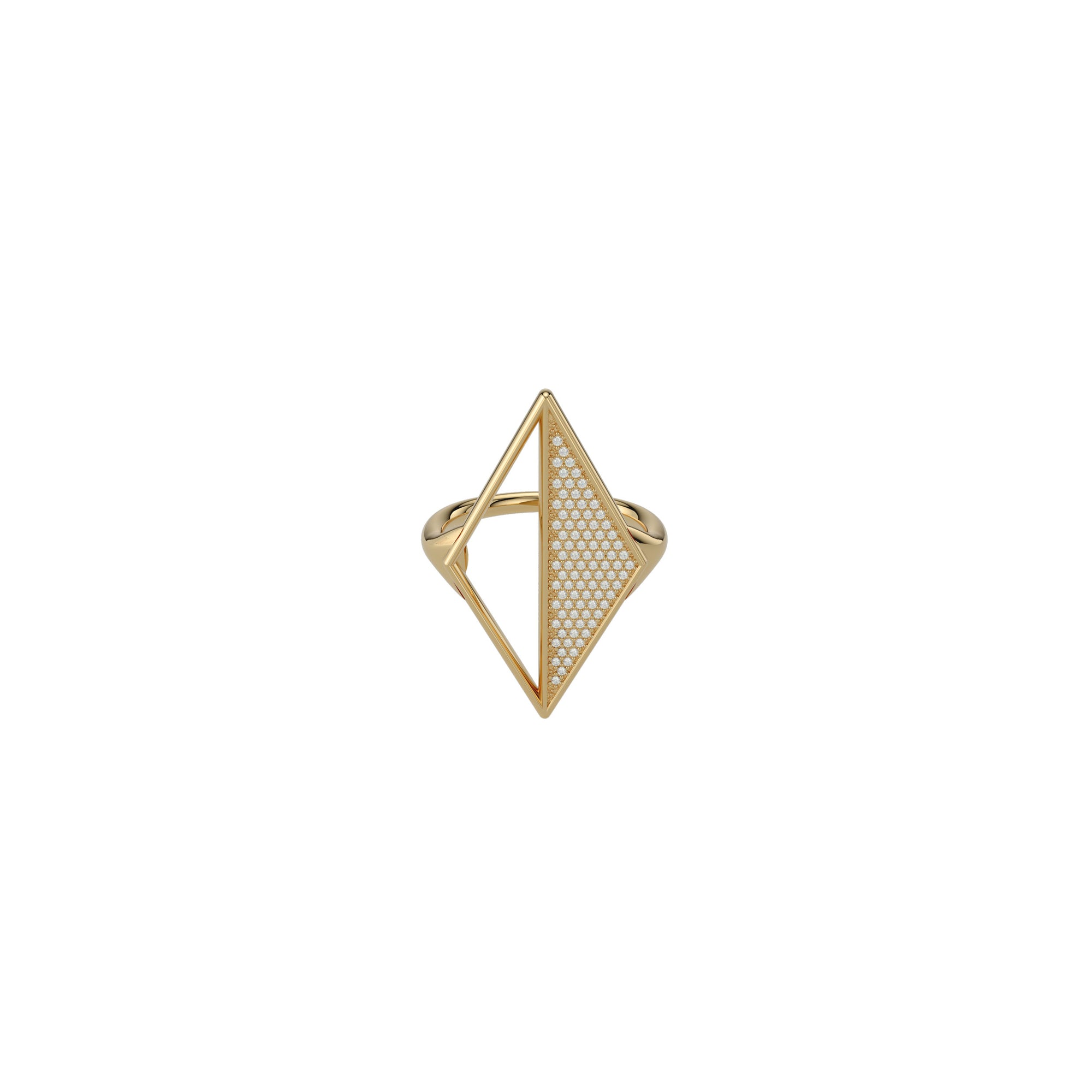 Rekhale gold diamond ring, architectural Italian luxury jewellery