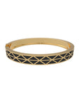 Gadir Enamel gold bracelet in 18kt, handcrafted Italian fine jewellery with flat and perforated plates, unisex design black