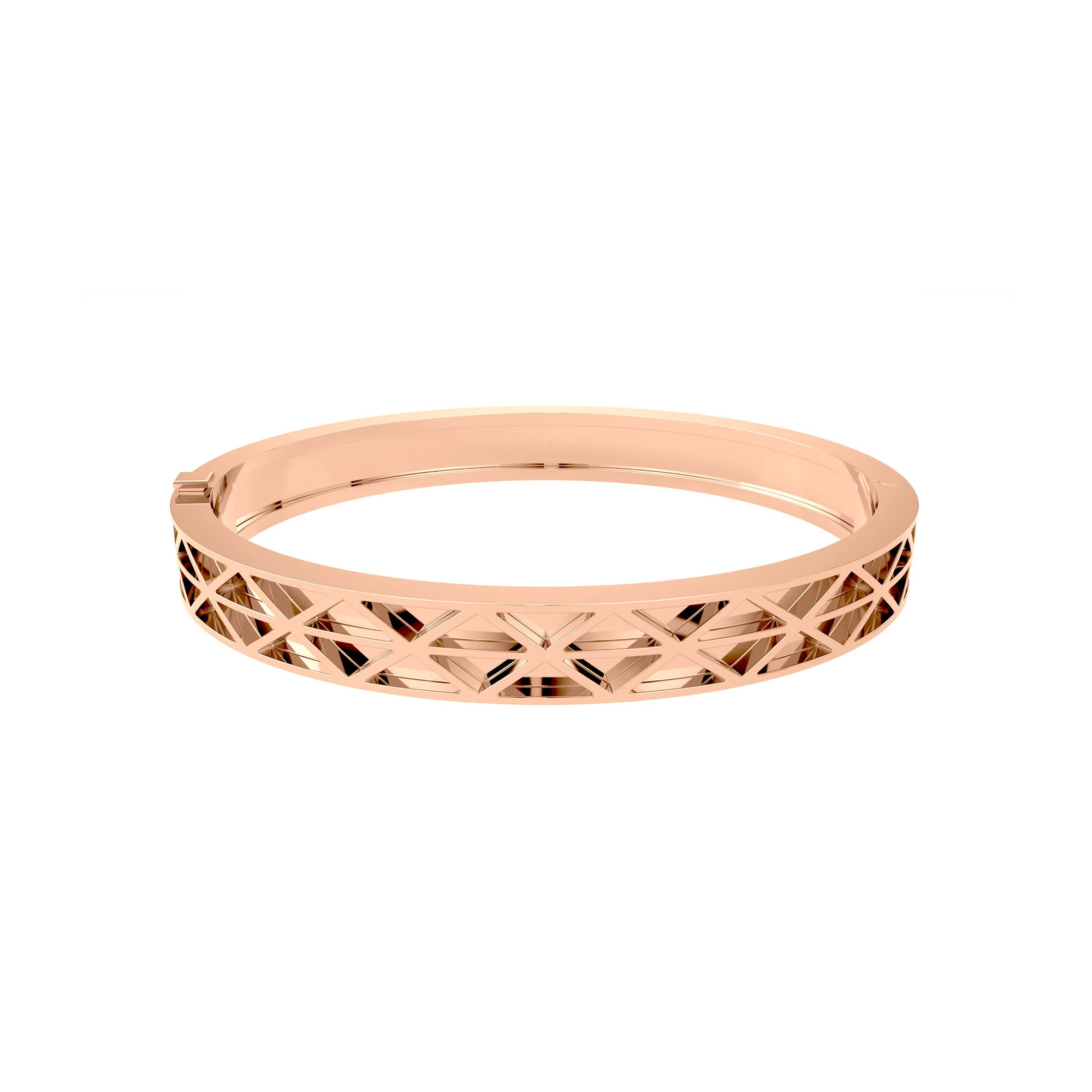 gadir gold bracelet in rose gold with sculptural geometric cut-out design, handcrafted Italian fine jewellery