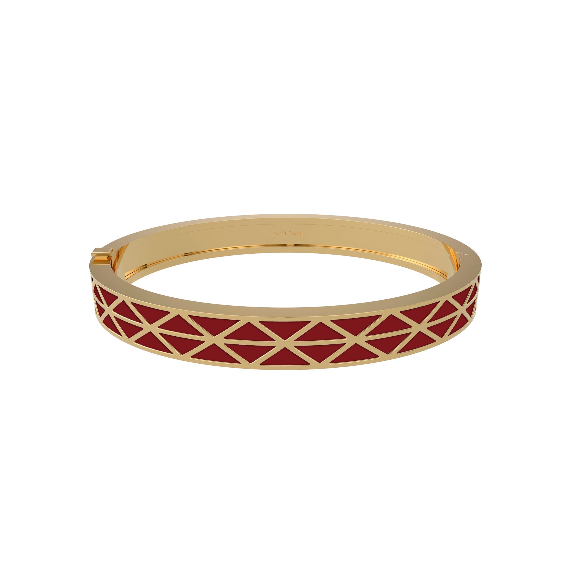 Gadir Enamel gold bracelet in 18kt, handcrafted Italian fine jewellery with flat and perforated plates, unisex design borgogna