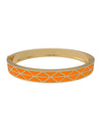 Gadir Enamel gold bracelet in 18kt, handcrafted Italian fine jewellery with flat and perforated plates, unisex design orange
